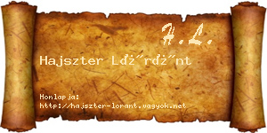Hajszter Lóránt névjegykártya